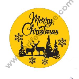 CAKE DECOR™ Acrylic Merry Christmas Coin Topper for Cake and Cupcakes ( SBMT-Coin-022 )