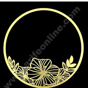 CAKE DECOR™ Acrylic Round Flower Cake Topper - Golden ( SBMT-FLOWER-01 )