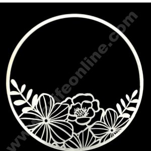 CAKE DECOR™ Acrylic Round Flower Cake Topper - Silver ( SBMT-FLOWER-04 )