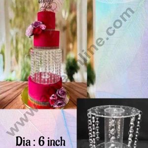 CAKE DECORβ’ Acrylic Round Tier Cake Spacer with Diamond 6 Inch Base & 6 Inch Height (SB-Jhaalar-01)