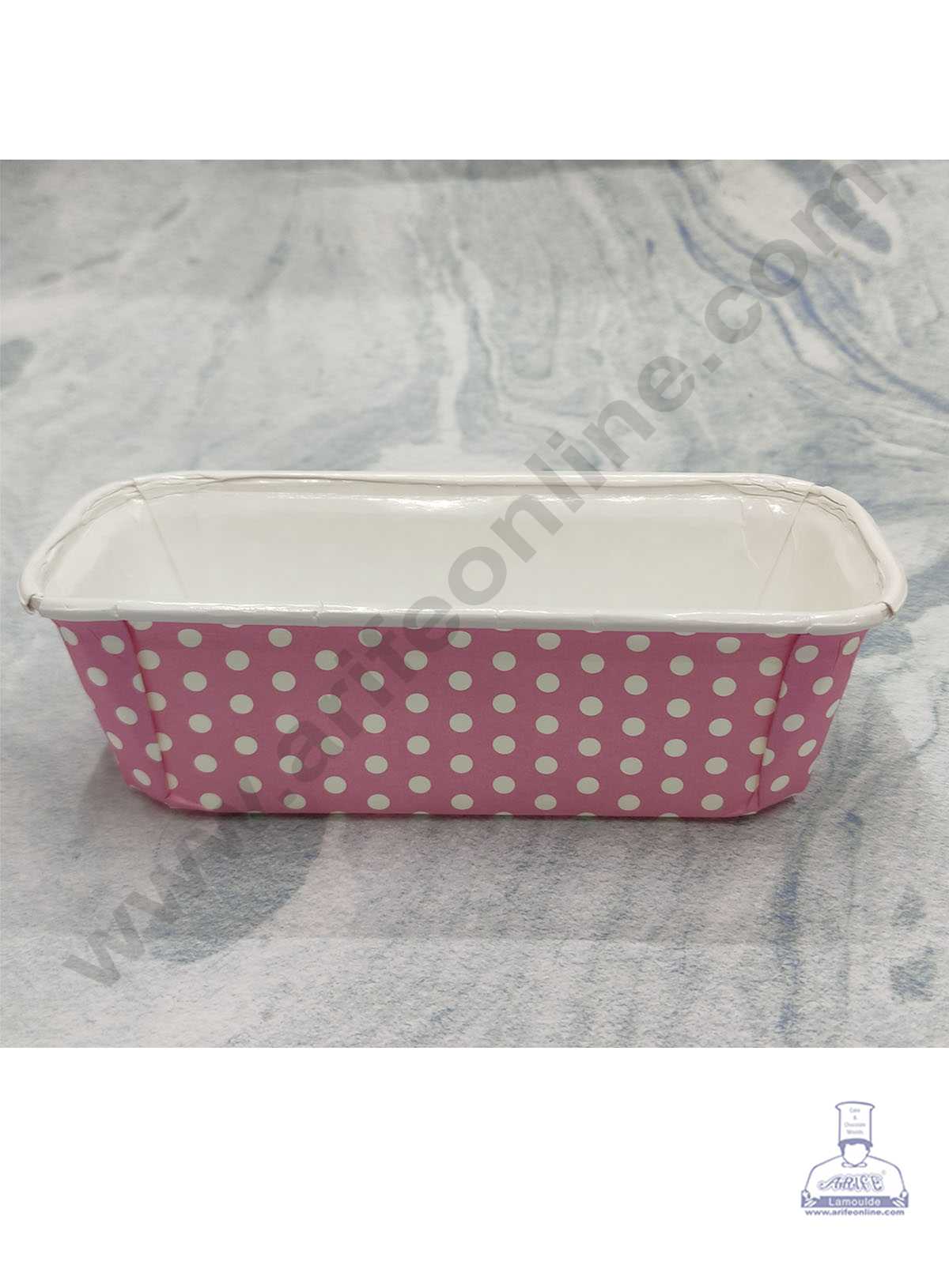 CAKE DECORβ’ Bake & Serve Paper Baking Mould - Light Pink Polka Dot Plum Cake Mould (10 Pcs Pack)