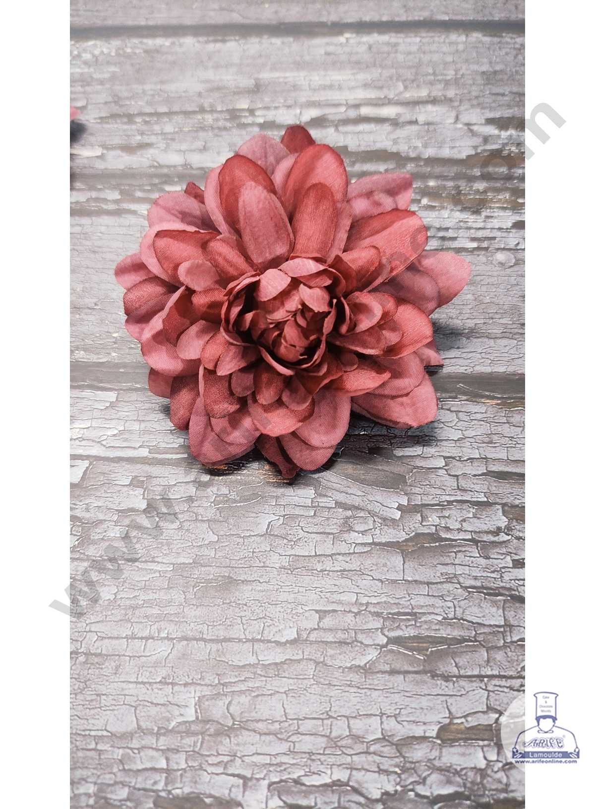 CAKE DECOR™ Big Dahlia Artificial Flower For Cake Decoration – Maroon ( 10 pc pack )