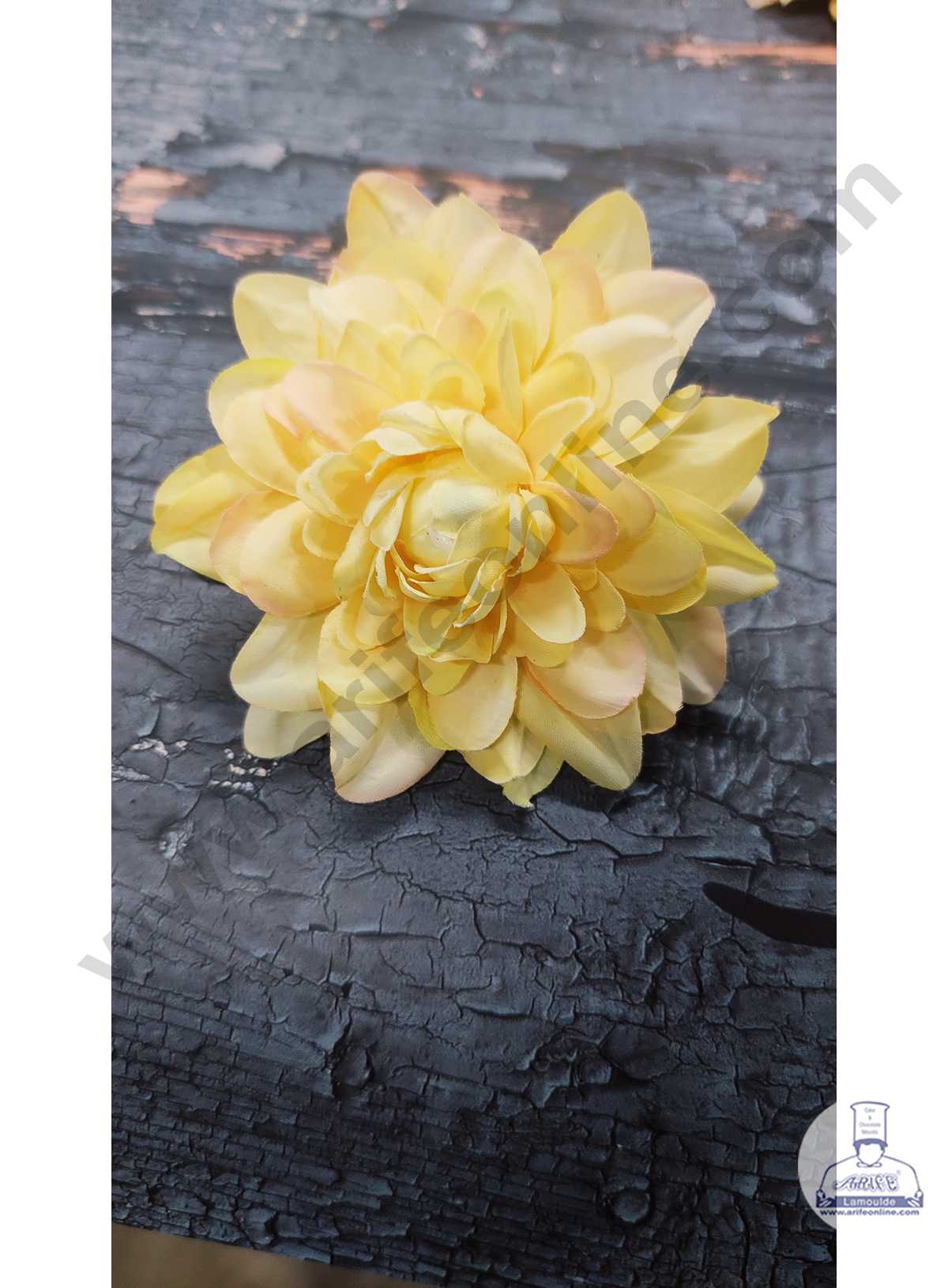 CAKE DECOR™ Big Dahlia Artificial Flower For Cake Decoration – Yellow ( 10 pc pack )