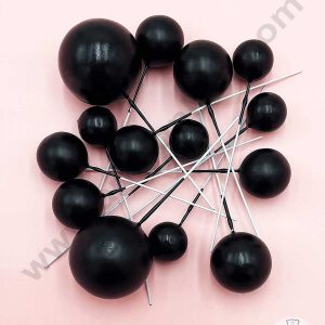 CAKE DECOR™ Black Faux Balls Topper For Cake and Cupcake Decoration - 20 pcs Pack (SB-BlackBall-20)