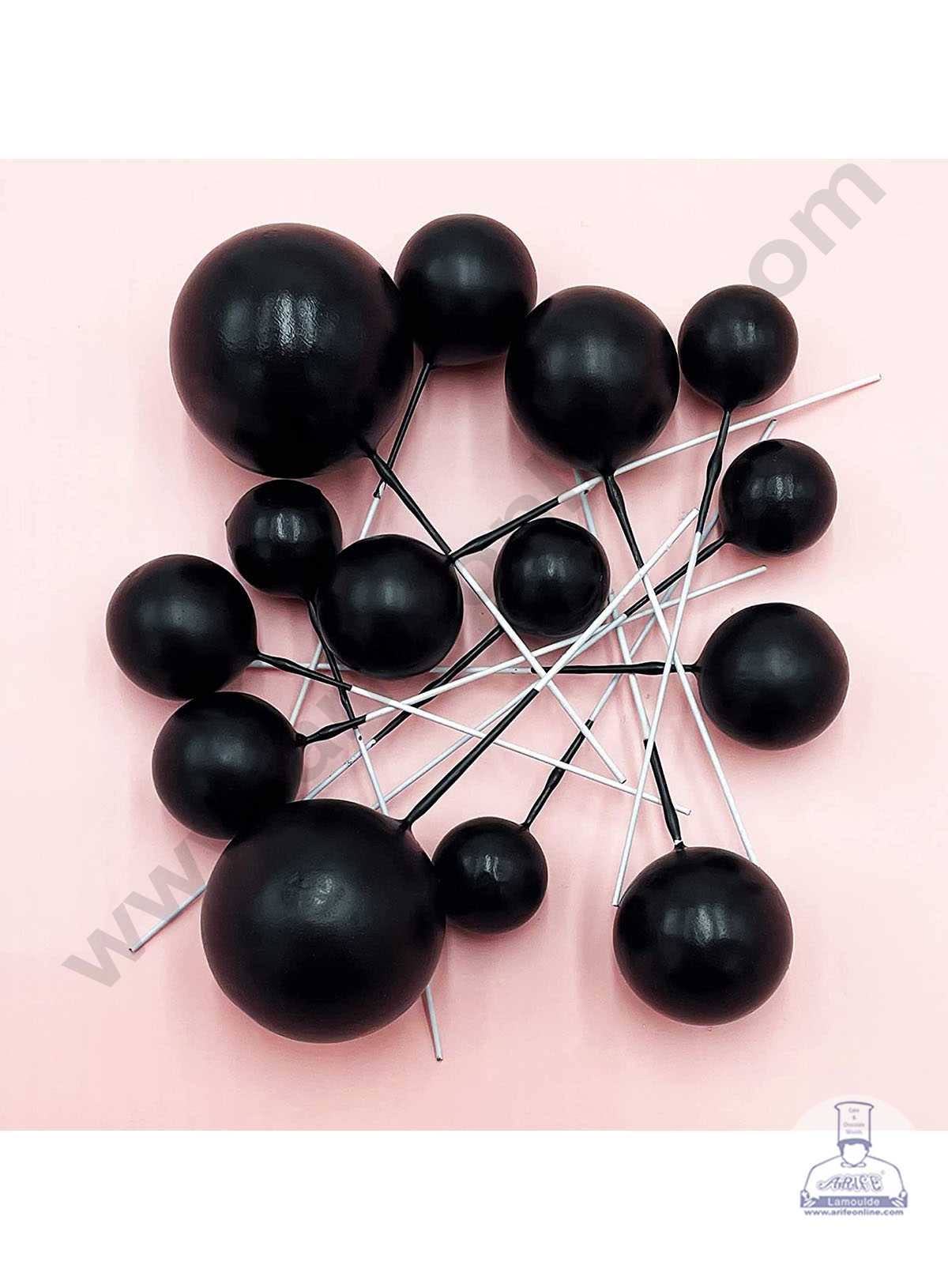 CAKE DECORβ’ Black Faux Balls Topper For Cake and Cupcake Decoration - 20 pcs Pack (SB-BlackBall-20)
