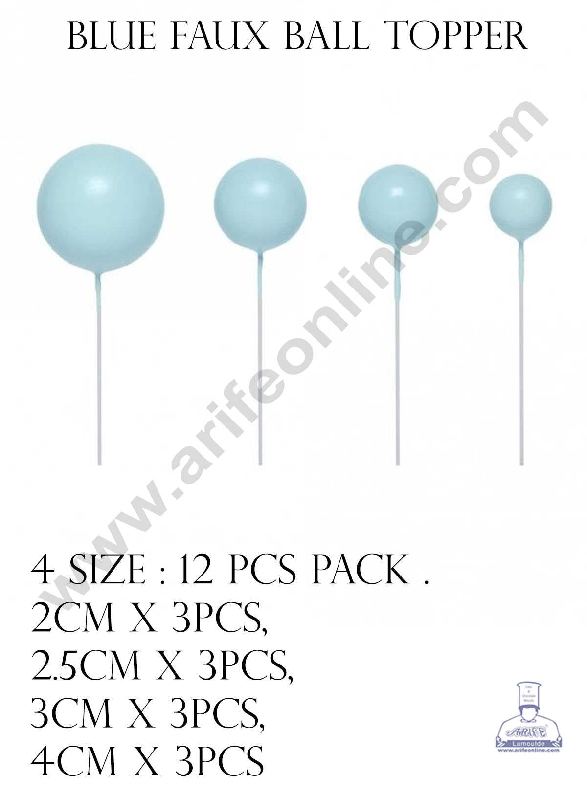 CAKE DECORβ’ Blue Faux Balls Topper For Cake and Cupcake Decoration - ( 12 pcs Pack )