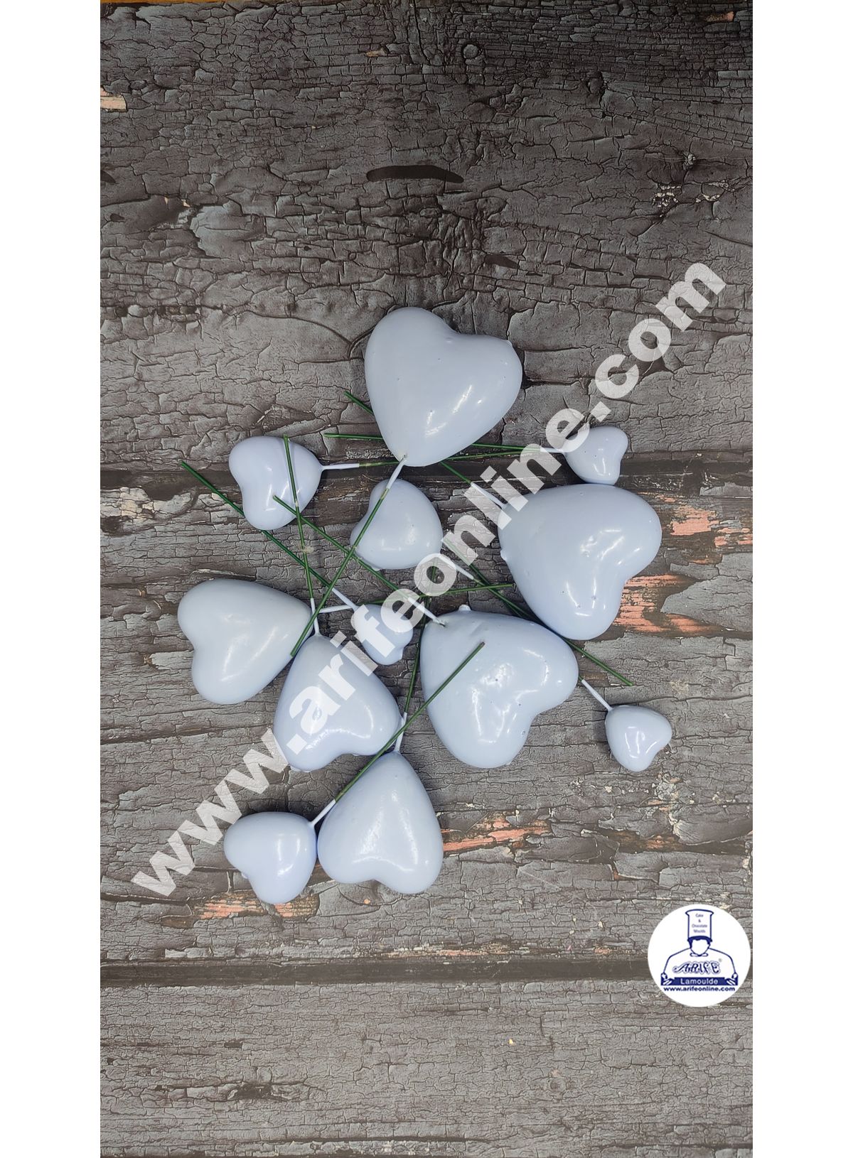 CAKE DECORβ’ Blue Faux Heart Topper For Cake and Cupcake Decoration - ( 12 pcs Pack )