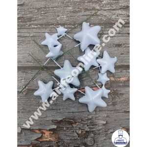 CAKE DECOR™ Blue Faux Star Topper For Cake and Cupcake Decoration - ( 12 pcs Pack )