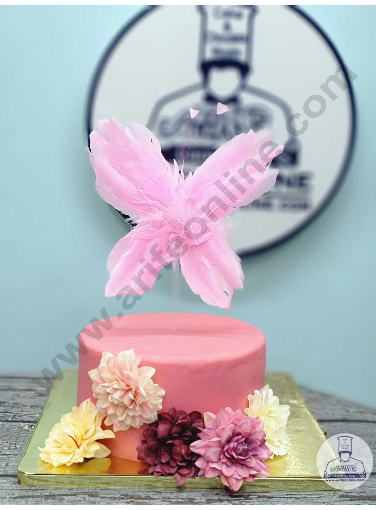 CAKE DECORβ’ Butterfly Feather Topper For Cake Decorations - Pink ( 1 pc Pack )
