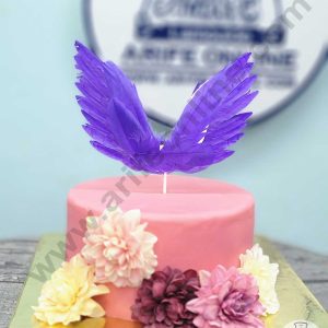 CAKE DECOR™ Butterfly Wing Feather Topper For Cake Decorations - Purple ( 1 pc Pack )