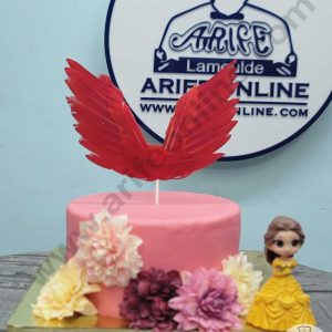 CAKE DECOR™ Butterfly Wing Feather Topper For Cake Decorations - Red ( 1 pc Pack )