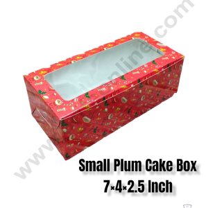 CAKE DECORβ’ Christmas Theme 1 Plum Cake Box Clear Window, Plum Carriers - Small ( 10 Pcs Pack )