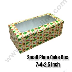 CAKE DECORβ’ Christmas Theme 2 Plum Cake Box Clear Window, Plum Carriers - Small ( 10 Pcs Pack )