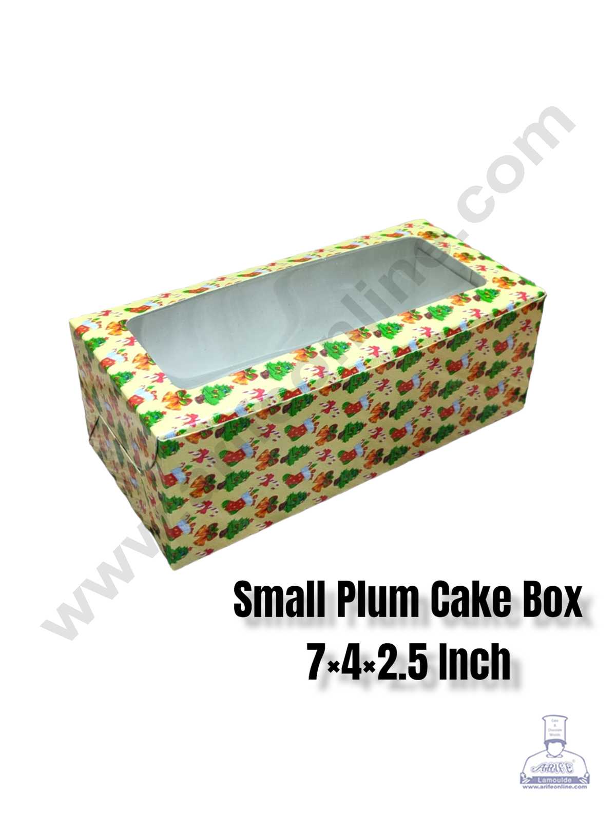 CAKE DECORβ’ Christmas Theme 2 Plum Cake Box Clear Window, Plum Carriers - Small ( 10 Pcs Pack )