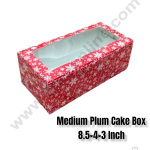 CAKE DECORβ’ Christmas Theme 3 Plum Cake Box Clear Window, Plum Carriers - Medium ( 10 Pcs Pack )