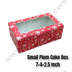 CAKE DECORβ’ Christmas Theme 3 Plum Cake Box Clear Window, Plum Carriers - Small ( 10 Pcs Pack )
