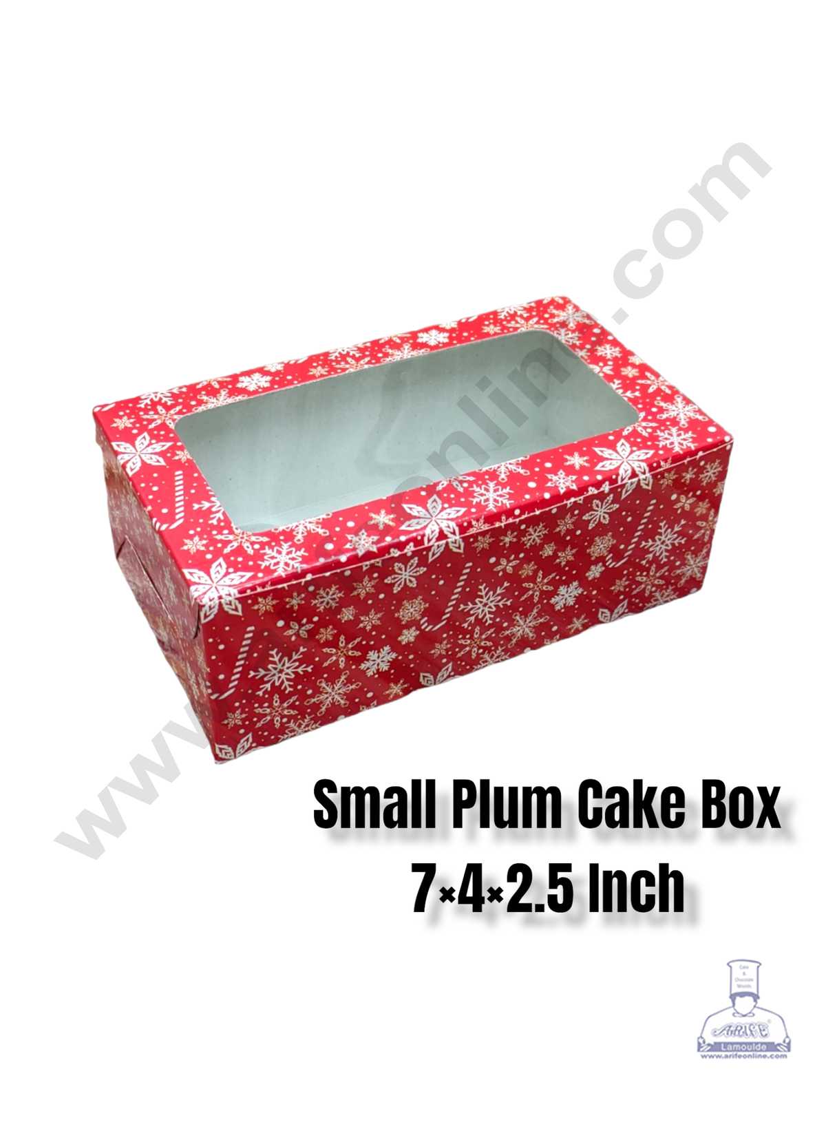 CAKE DECORβ’ Christmas Theme 3 Plum Cake Box Clear Window, Plum Carriers - Small ( 10 Pcs Pack )