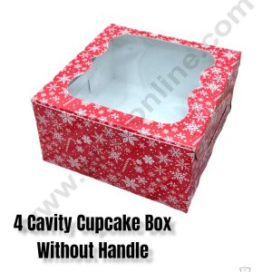 CAKE DECORβ’ Christmas Theme 4 Cavity Cupcake Boxes Clear Window Without Handle, Cupcake Carriers - Christmas Theme 3( 10 Pcs Pack )