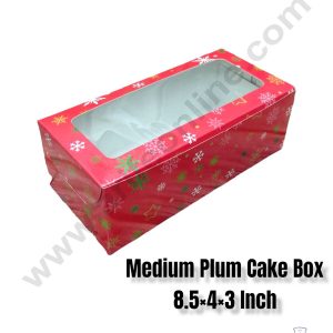 CAKE DECORβ’ Christmas Theme 4 Plum Cake Box Clear Window, Plum Carriers - Medium ( 10 Pcs Pack )