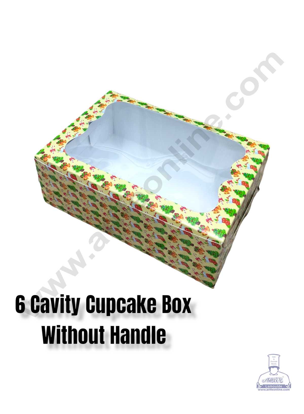 CAKE DECORβ’ Christmas Theme 6 Cavity Cupcake Boxes Clear Window Without Handle, Cupcake Carriers β Christmas Theme 2 ( 10 Pcs Pack )