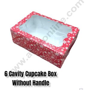 CAKE DECORβ’ Christmas Theme 6 Cavity Cupcake Boxes Clear Window Without Handle, Cupcake Carriers β Christmas Theme 3 ( 10 Pcs Pack )