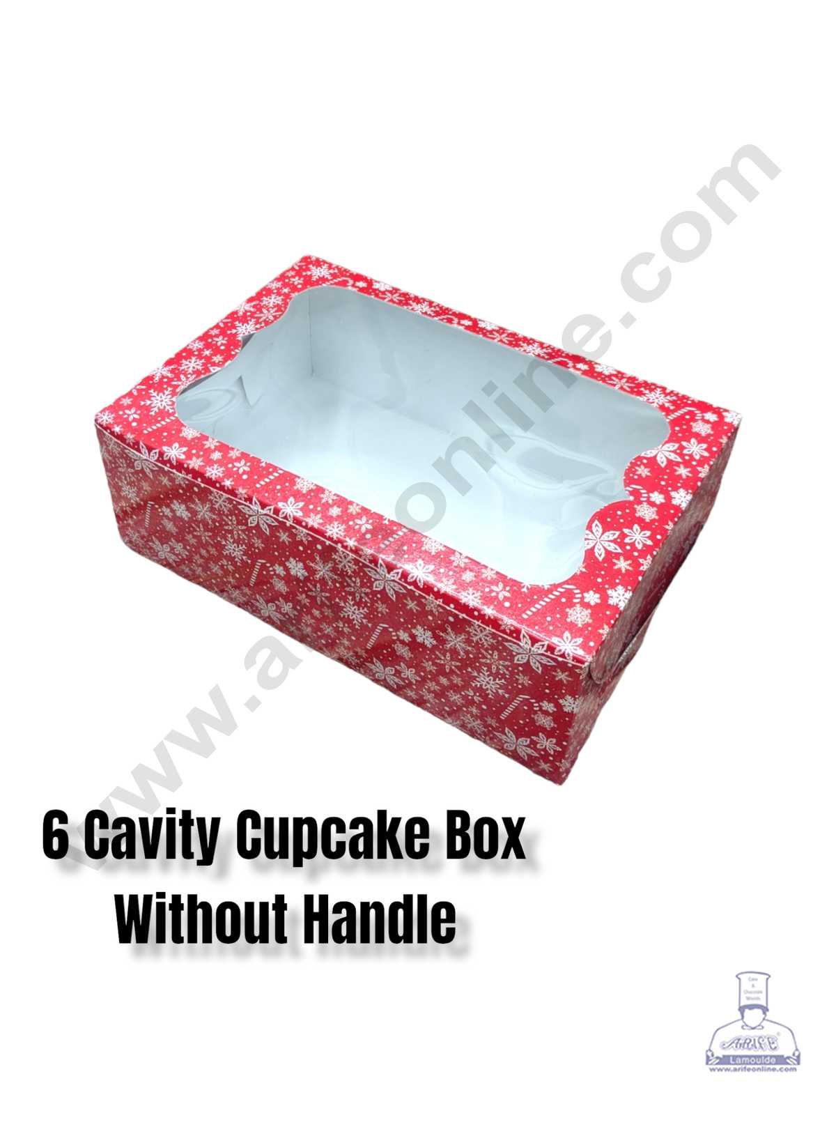 CAKE DECORβ’ Christmas Theme 6 Cavity Cupcake Boxes Clear Window Without Handle, Cupcake Carriers β Christmas Theme 3 ( 10 Pcs Pack )
