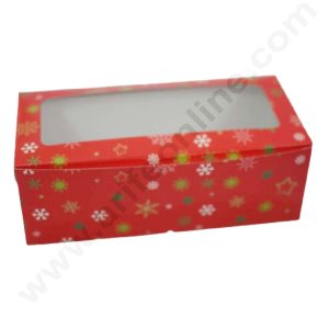 CAKE DECOR™ Christmas Theme Plum Cake Box Clear Window, Plum Carriers – Big ( 10 Pcs Pack )
