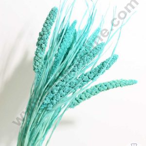 CAKE DECOR™ Cyan Color Natural Flower Dried Millets For Cake Decoration Bouquet Wedding Party Centerpieces Decorative – Cyan (10 Stick)