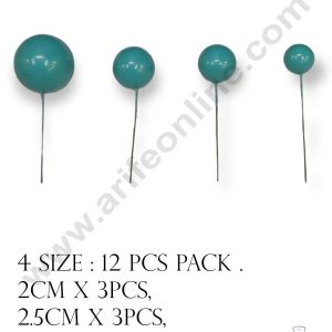 CAKE DECOR™ Cyan Faux Balls Topper For Cake and Cupcake Decoration - ( 12 pcs Pack )