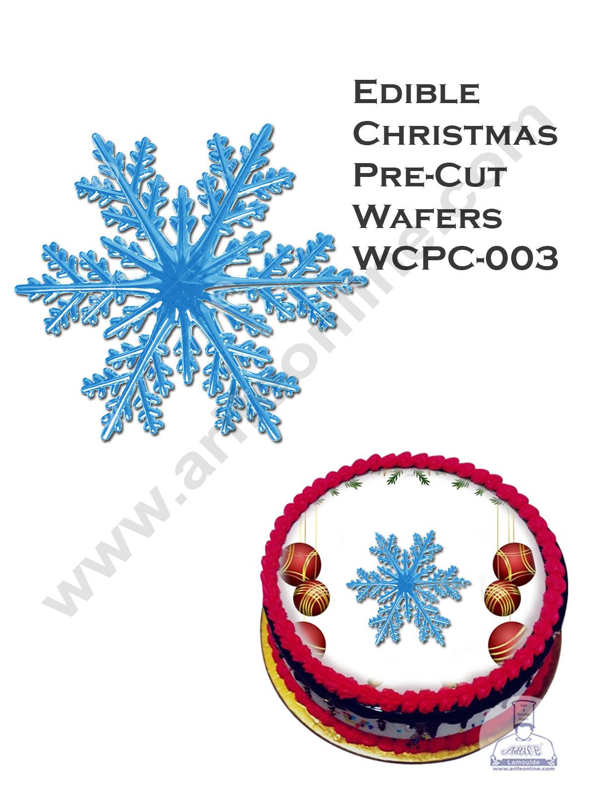 CAKE DECORβ’ Edible Christmas Theme Topper Pre Cut Wafer Paper High Quality - Snowflakes - ( 1 pc Pack ) SBWCPC-003