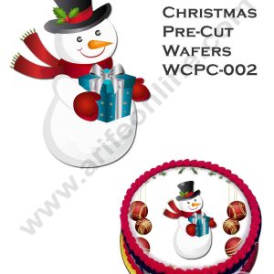CAKE DECORβ’ Edible Christmas Theme Topper Pre Cut Wafer Paper High Quality - Snowman - ( 1 pc Pack ) SBWCPC-002