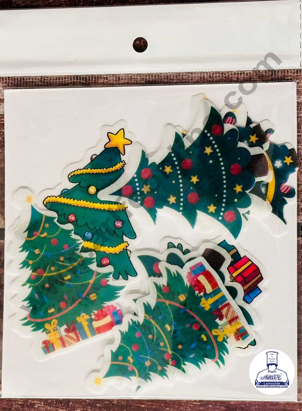 CAKE DECORβ’ Edible Pre Cut Wafer Paper - Christmas Tree Cake and Cupcake Topper - ( Set of 7 pcs) SBPC-Christmas-001