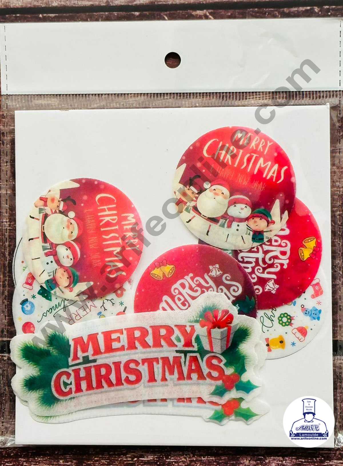CAKE DECORβ’ Edible Pre Cut Wafer Paper - Merry Christmas Cake and Cupcake Topper - ( Set of 10 pcs) SBPC-Christmas-005