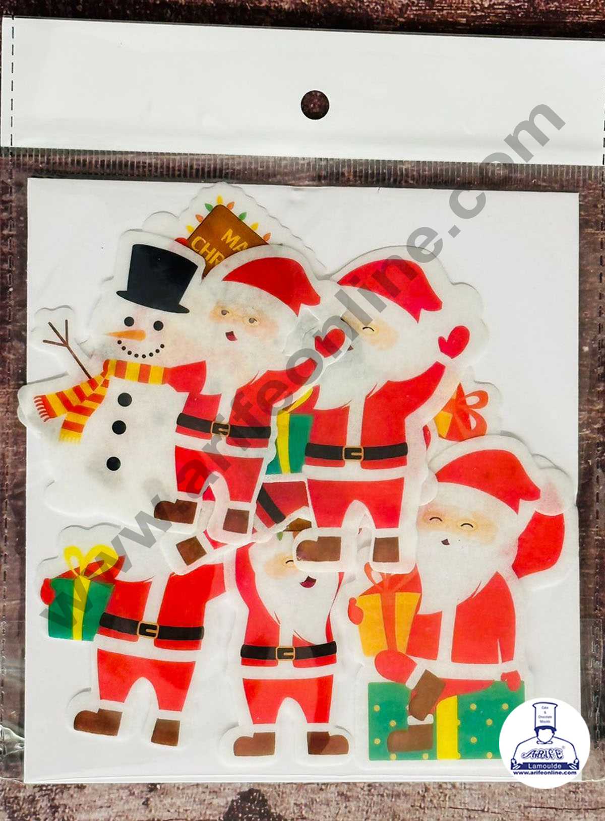 CAKE DECORβ’ Edible Pre Cut Wafer Paper - Santa Clause Cake and Cupcake Topper - ( Set of 7 pcs) SBPC-Christmas-002