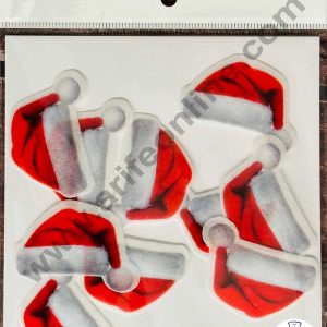 CAKE DECORβ’ Edible Pre Cut Wafer Paper - Santa Clause Hat Cake and Cupcake Topper - ( Set of 10 pcs) SBPC-Christmas-009