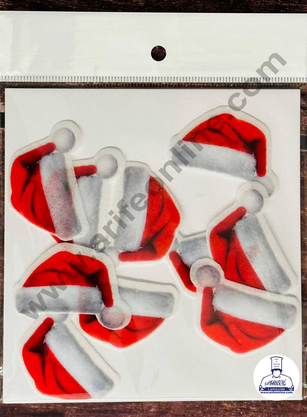 CAKE DECOR™ Edible Pre Cut Wafer Paper - Santa Clause Hat Cake and Cupcake Topper - ( Set of 10 pcs) SBPC-Christmas-009