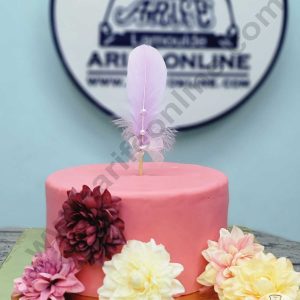 CAKE DECORβ’ Feather With Pearls Topper For Cake Decorations - Purple ( 1 pc Pack )