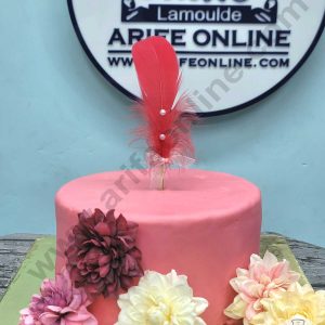 CAKE DECORβ’ Feather With Pearls Topper For Cake Decorations - Red ( 1 pc Pack )