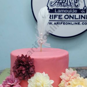 CAKE DECORβ’ Feather With Pearls Topper For Cake Decorations - White ( 1 pc Pack )