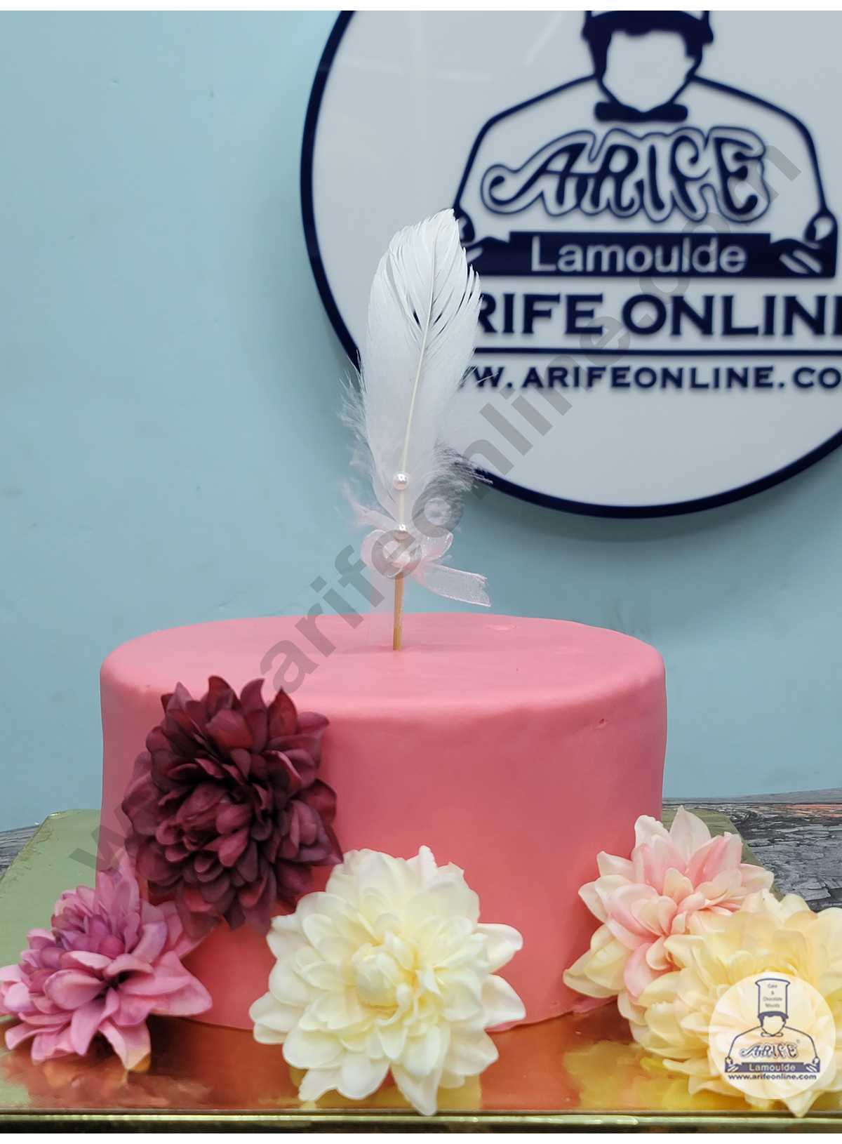 CAKE DECORβ’ Feather With Pearls Topper For Cake Decorations - White ( 1 pc Pack )