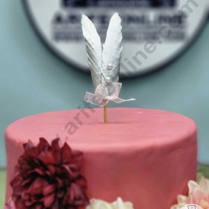 CAKE DECORβ’ Feather with Pearl Topper For Cake Decorations - Silver ( 1 pc Pack )