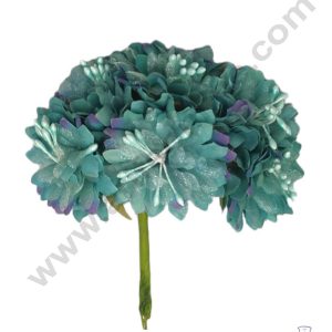 CAKE DECOR™ Flower With Pollen Artificial Flower Bunch For Cake Decoration – Cyan ( 1 Bunch )