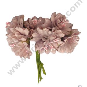 CAKE DECOR™ Flower With Pollen Artificial Flower Bunch For Cake Decoration – Dusty Pink ( 1 Bunch )