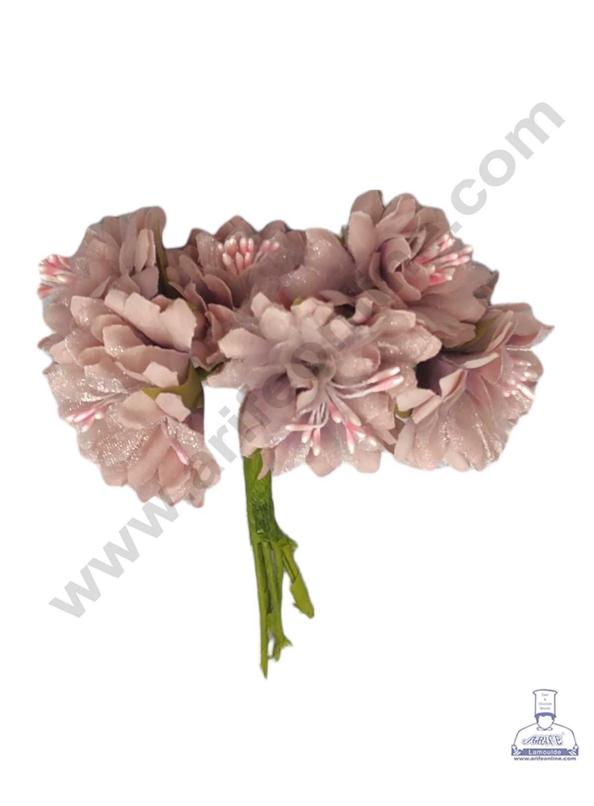 CAKE DECOR™ Flower With Pollen Artificial Flower Bunch For Cake Decoration – Dusty Pink ( 1 Bunch )
