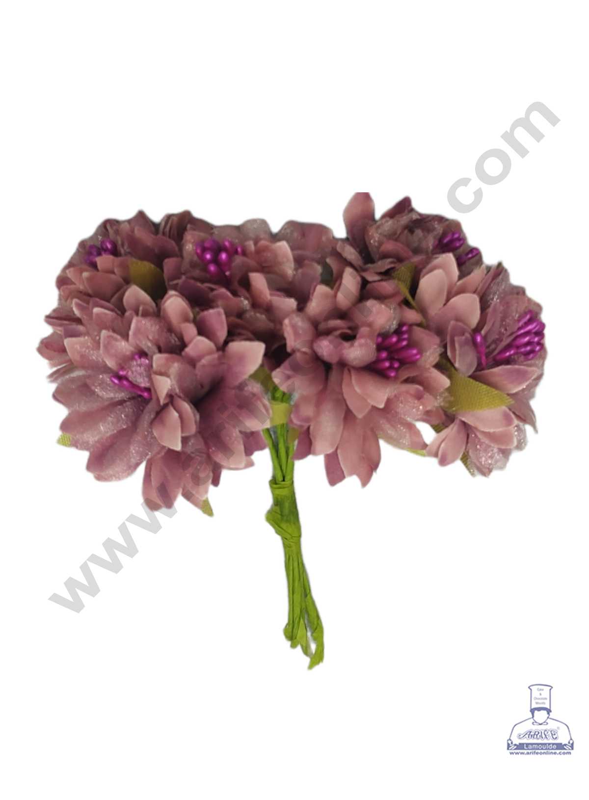 CAKE DECOR™ Flower With Pollen Artificial Flower Bunch For Cake Decoration – Dusty Purple ( 1 Bunch )