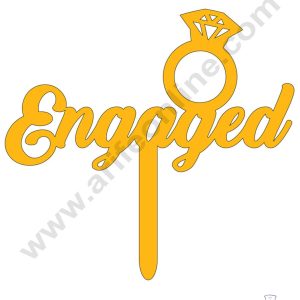 CAKE DECOR™ Golden Acrylic Cake Topper - Engaged with Ring ( SBMT-19 )