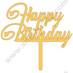 CAKE DECOR™ Golden Acrylic Cake Topper - Happy Birthday ( SBMT-508 )