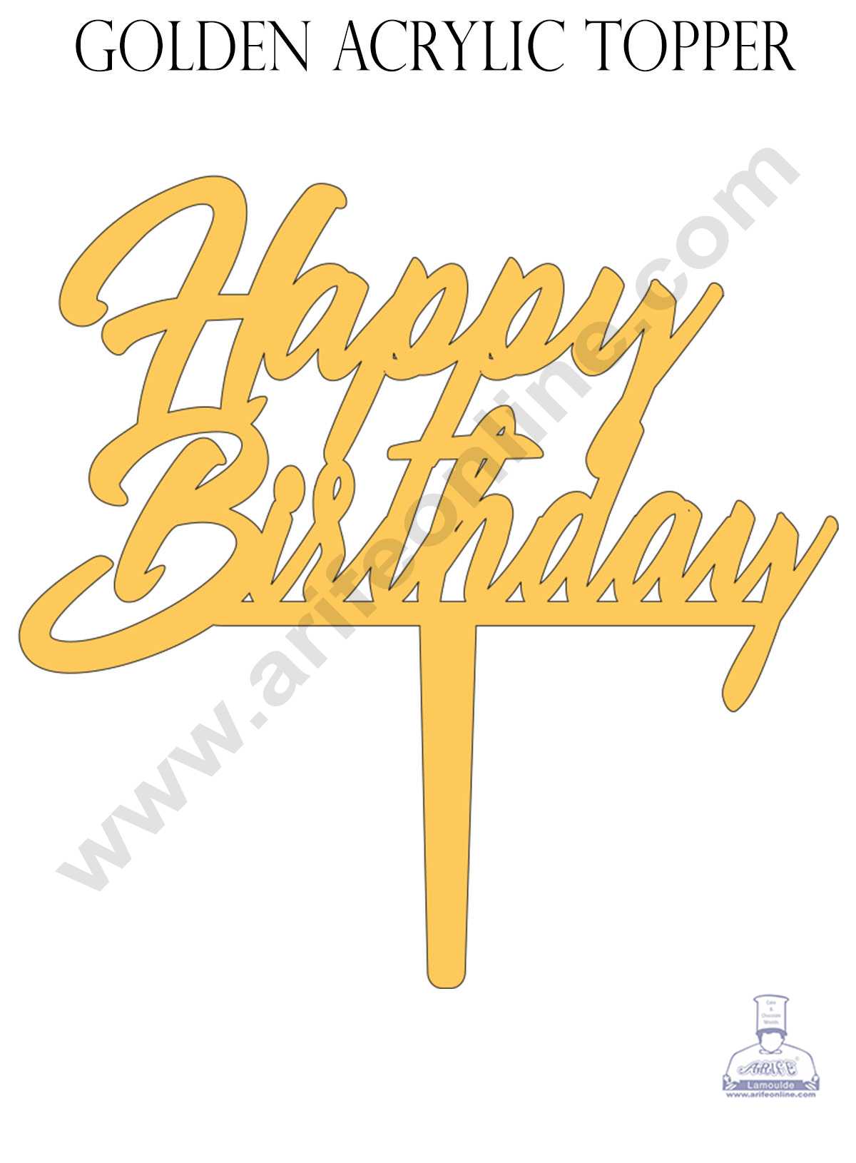 CAKE DECOR™ Golden Acrylic Cake Topper - Happy Birthday ( SBMT-846 )