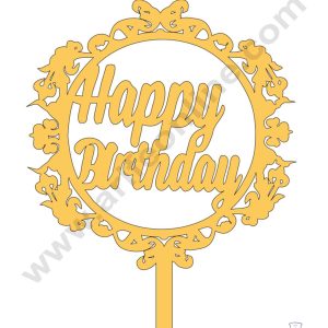 CAKE DECOR™ Golden Acrylic Cake Topper - Happy Birthday ( SBMT-847 )