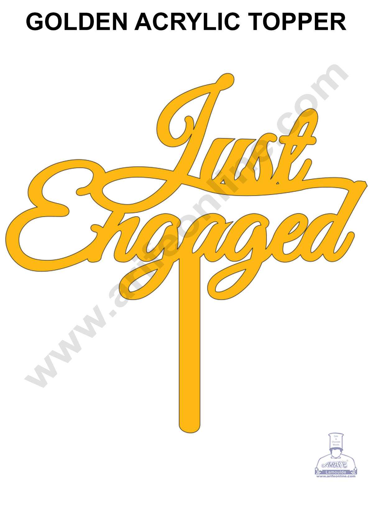 CAKE DECOR™ Golden Acrylic Cake Topper - Just Engaged ( SBMT-JE-001 )